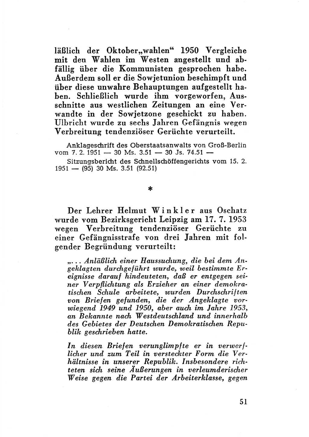 Katalog des Unrechts, Untersuchungsausschuß Freiheitlicher Juristen (UfJ) [Bundesrepublik Deutschland (BRD)] 1956, Seite 51 (Kat. UnR. UfJ BRD 1956, S. 51)