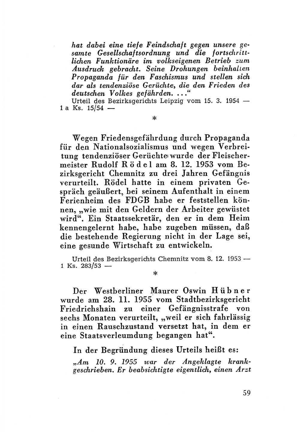 Katalog des Unrechts, Untersuchungsausschuß Freiheitlicher Juristen (UfJ) [Bundesrepublik Deutschland (BRD)] 1956, Seite 59 (Kat. UnR. UfJ BRD 1956, S. 59)