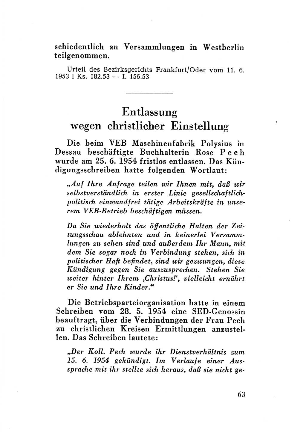 Katalog des Unrechts, Untersuchungsausschuß Freiheitlicher Juristen (UfJ) [Bundesrepublik Deutschland (BRD)] 1956, Seite 63 (Kat. UnR. UfJ BRD 1956, S. 63)
