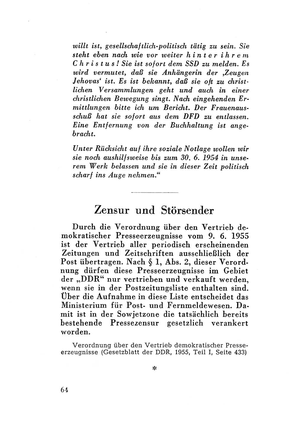 Katalog des Unrechts, Untersuchungsausschuß Freiheitlicher Juristen (UfJ) [Bundesrepublik Deutschland (BRD)] 1956, Seite 64 (Kat. UnR. UfJ BRD 1956, S. 64)