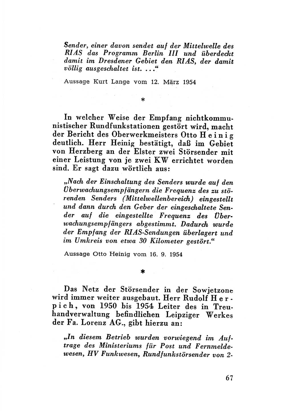 Katalog des Unrechts, Untersuchungsausschuß Freiheitlicher Juristen (UfJ) [Bundesrepublik Deutschland (BRD)] 1956, Seite 67 (Kat. UnR. UfJ BRD 1956, S. 67)