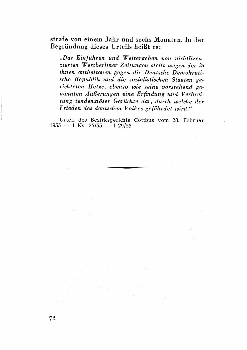 Katalog des Unrechts, Untersuchungsausschuß Freiheitlicher Juristen (UfJ) [Bundesrepublik Deutschland (BRD)] 1956, Seite 72 (Kat. UnR. UfJ BRD 1956, S. 72)