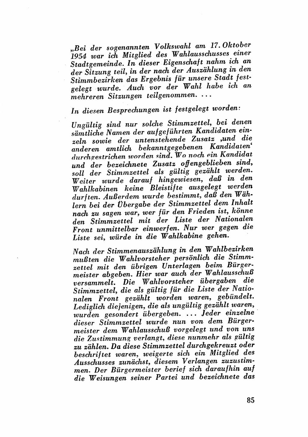 Katalog des Unrechts, Untersuchungsausschuß Freiheitlicher Juristen (UfJ) [Bundesrepublik Deutschland (BRD)] 1956, Seite 85 (Kat. UnR. UfJ BRD 1956, S. 85)
