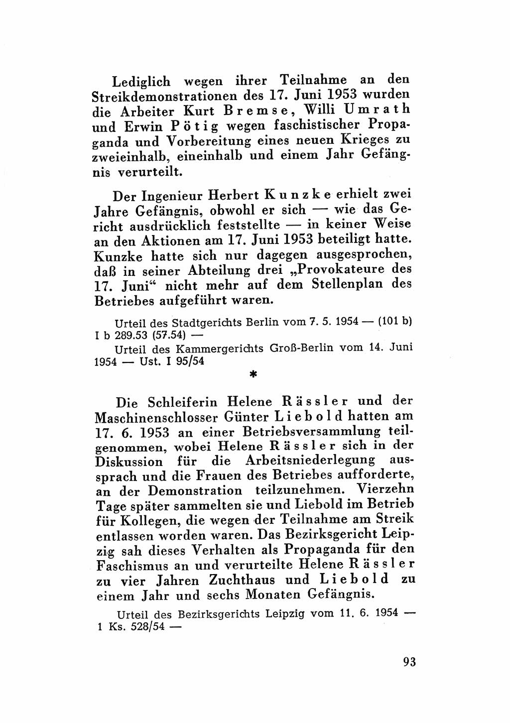 Katalog des Unrechts, Untersuchungsausschuß Freiheitlicher Juristen (UfJ) [Bundesrepublik Deutschland (BRD)] 1956, Seite 93 (Kat. UnR. UfJ BRD 1956, S. 93)