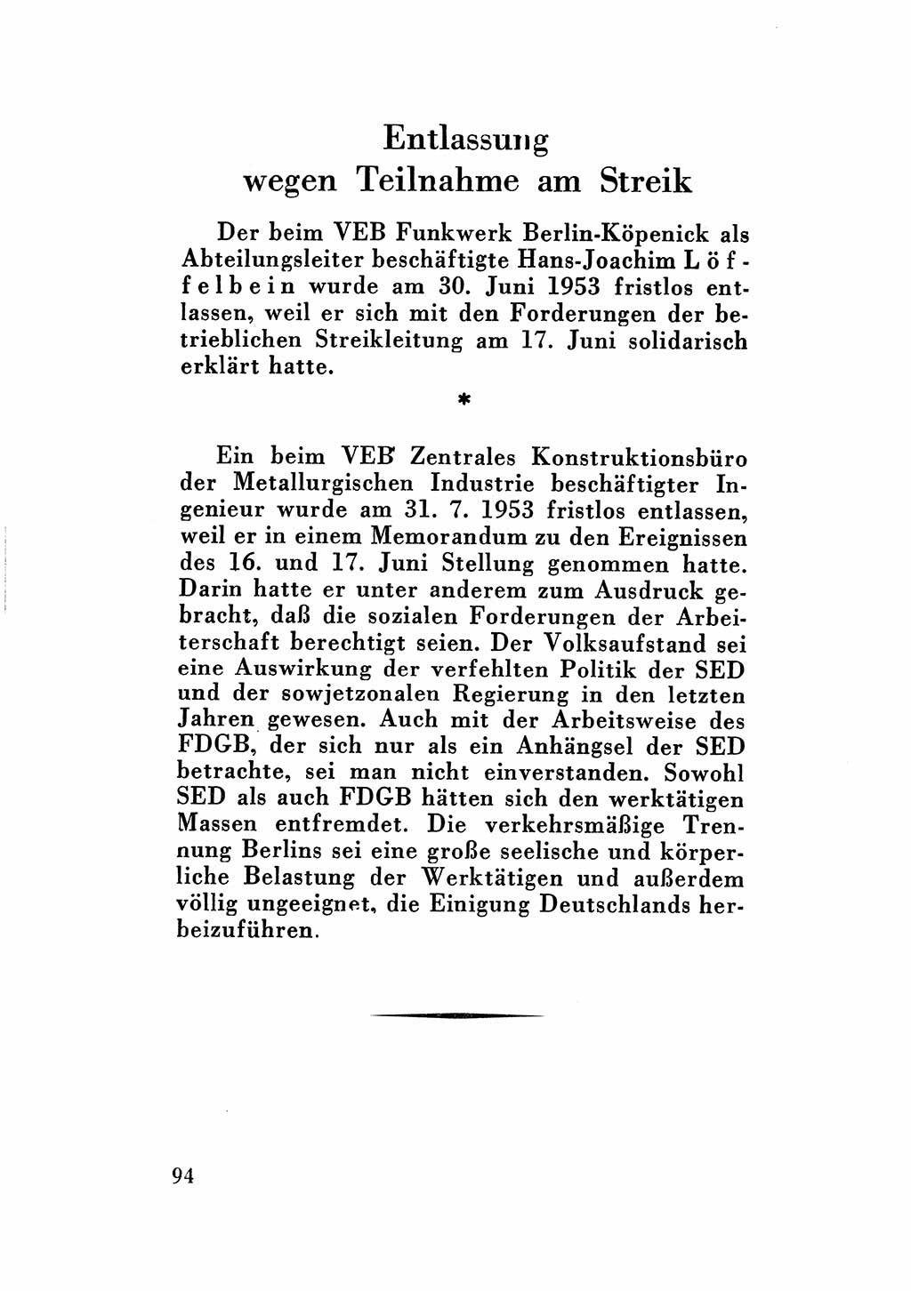 Katalog des Unrechts, Untersuchungsausschuß Freiheitlicher Juristen (UfJ) [Bundesrepublik Deutschland (BRD)] 1956, Seite 94 (Kat. UnR. UfJ BRD 1956, S. 94)