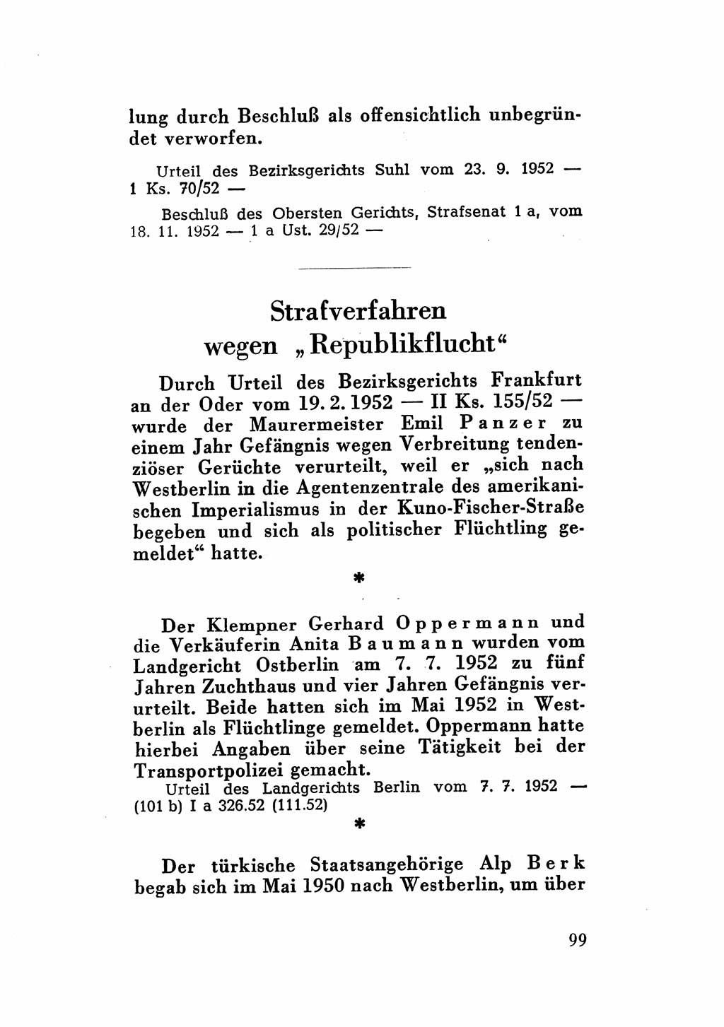 Katalog des Unrechts, Untersuchungsausschuß Freiheitlicher Juristen (UfJ) [Bundesrepublik Deutschland (BRD)] 1956, Seite 99 (Kat. UnR. UfJ BRD 1956, S. 99)