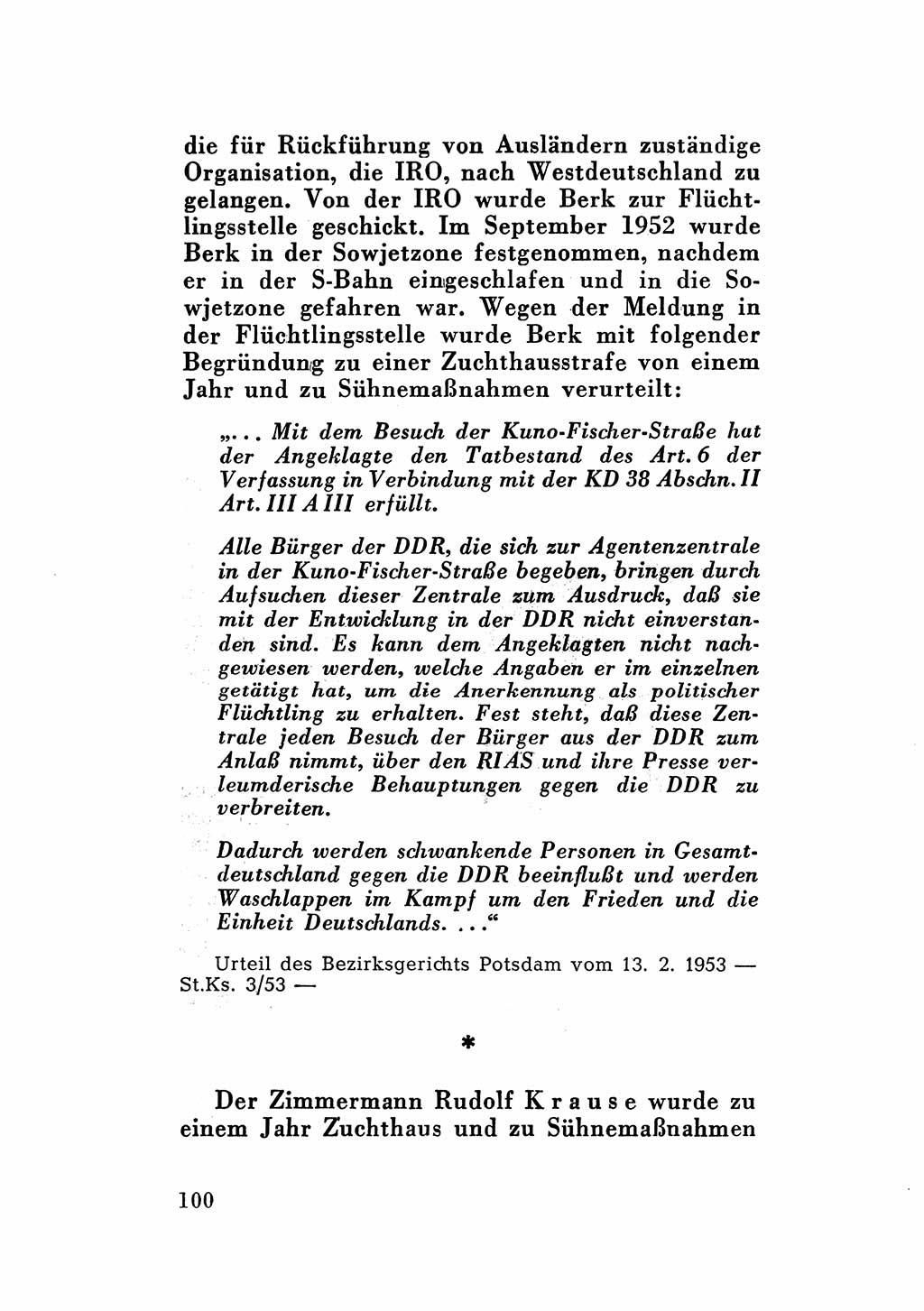 Katalog des Unrechts, Untersuchungsausschuß Freiheitlicher Juristen (UfJ) [Bundesrepublik Deutschland (BRD)] 1956, Seite 100 (Kat. UnR. UfJ BRD 1956, S. 100)