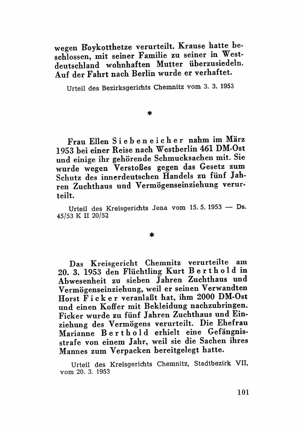 Katalog des Unrechts, Untersuchungsausschuß Freiheitlicher Juristen (UfJ) [Bundesrepublik Deutschland (BRD)] 1956, Seite 101 (Kat. UnR. UfJ BRD 1956, S. 101)