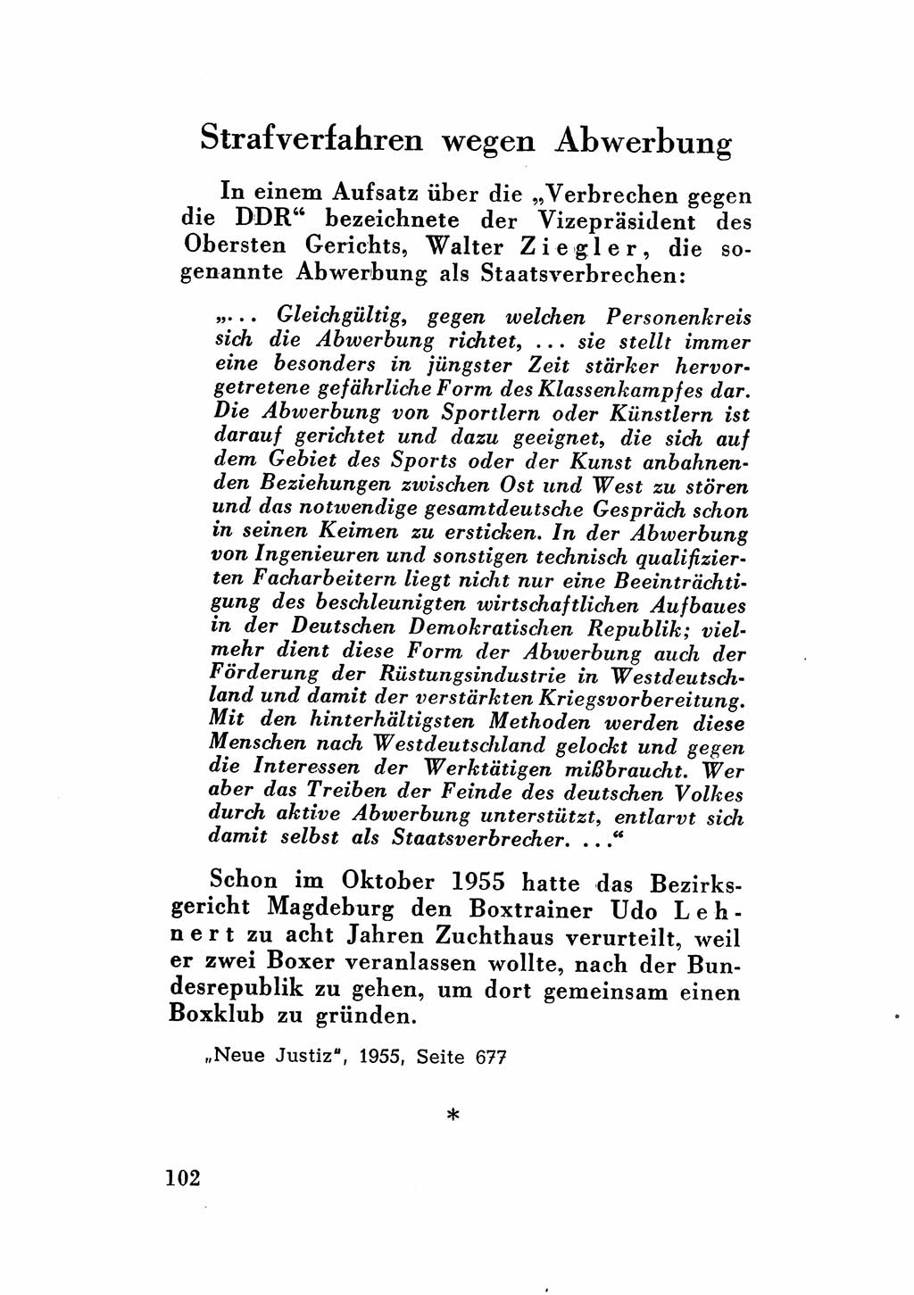 Katalog des Unrechts, Untersuchungsausschuß Freiheitlicher Juristen (UfJ) [Bundesrepublik Deutschland (BRD)] 1956, Seite 102 (Kat. UnR. UfJ BRD 1956, S. 102)