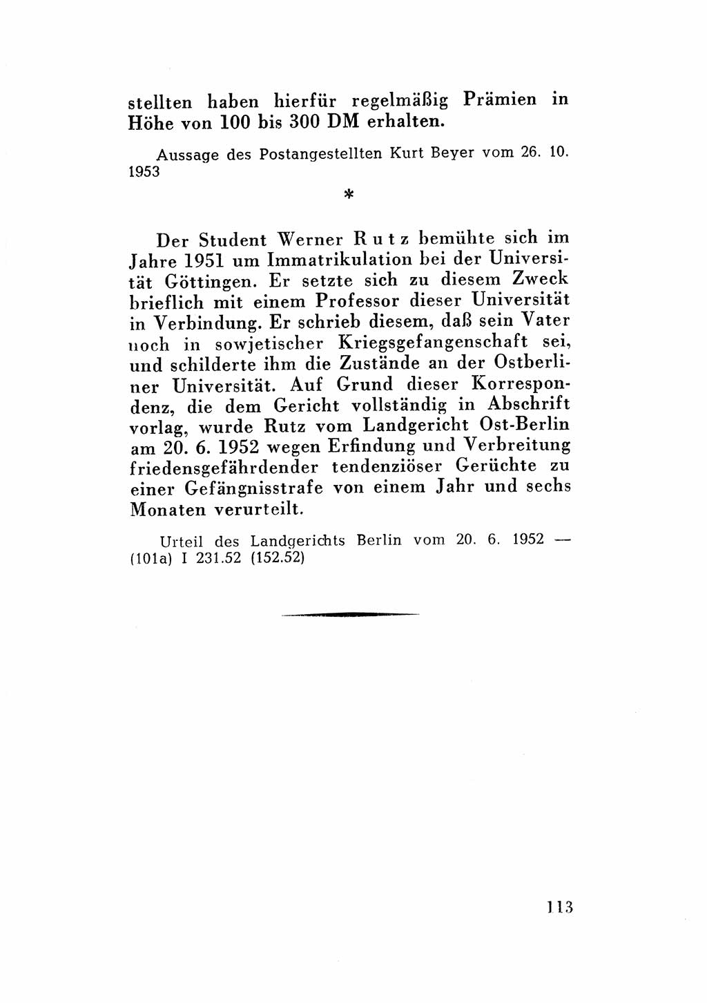 Katalog des Unrechts, Untersuchungsausschuß Freiheitlicher Juristen (UfJ) [Bundesrepublik Deutschland (BRD)] 1956, Seite 113 (Kat. UnR. UfJ BRD 1956, S. 113)