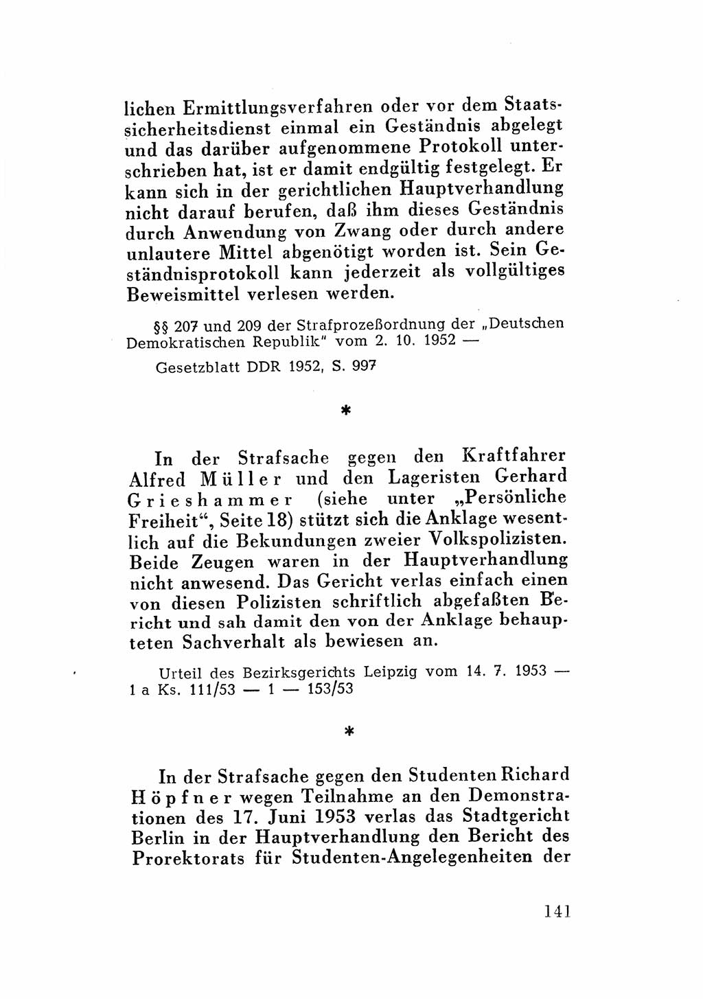 Katalog des Unrechts, Untersuchungsausschuß Freiheitlicher Juristen (UfJ) [Bundesrepublik Deutschland (BRD)] 1956, Seite 141 (Kat. UnR. UfJ BRD 1956, S. 141)