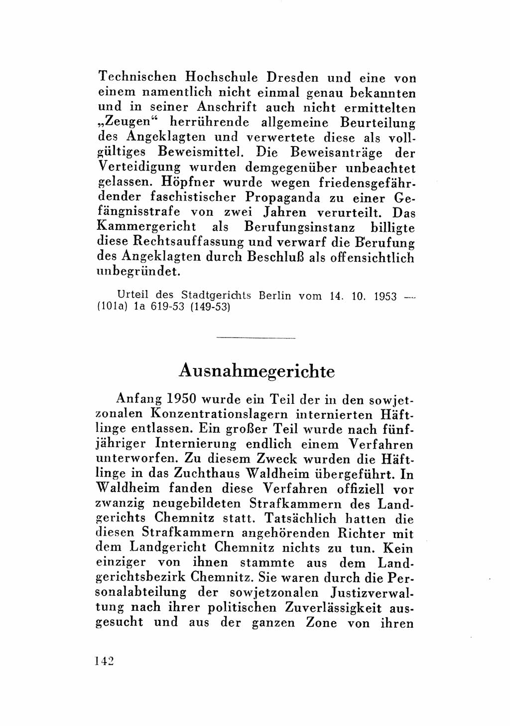 Katalog des Unrechts, Untersuchungsausschuß Freiheitlicher Juristen (UfJ) [Bundesrepublik Deutschland (BRD)] 1956, Seite 142 (Kat. UnR. UfJ BRD 1956, S. 142)