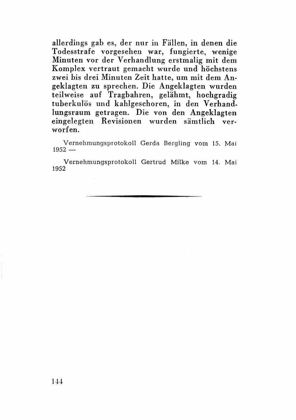 Katalog des Unrechts, Untersuchungsausschuß Freiheitlicher Juristen (UfJ) [Bundesrepublik Deutschland (BRD)] 1956, Seite 144 (Kat. UnR. UfJ BRD 1956, S. 144)