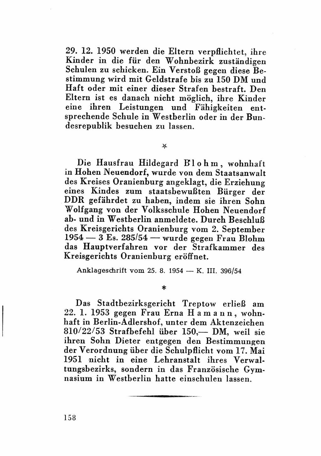 Katalog des Unrechts, Untersuchungsausschuß Freiheitlicher Juristen (UfJ) [Bundesrepublik Deutschland (BRD)] 1956, Seite 158 (Kat. UnR. UfJ BRD 1956, S. 158)