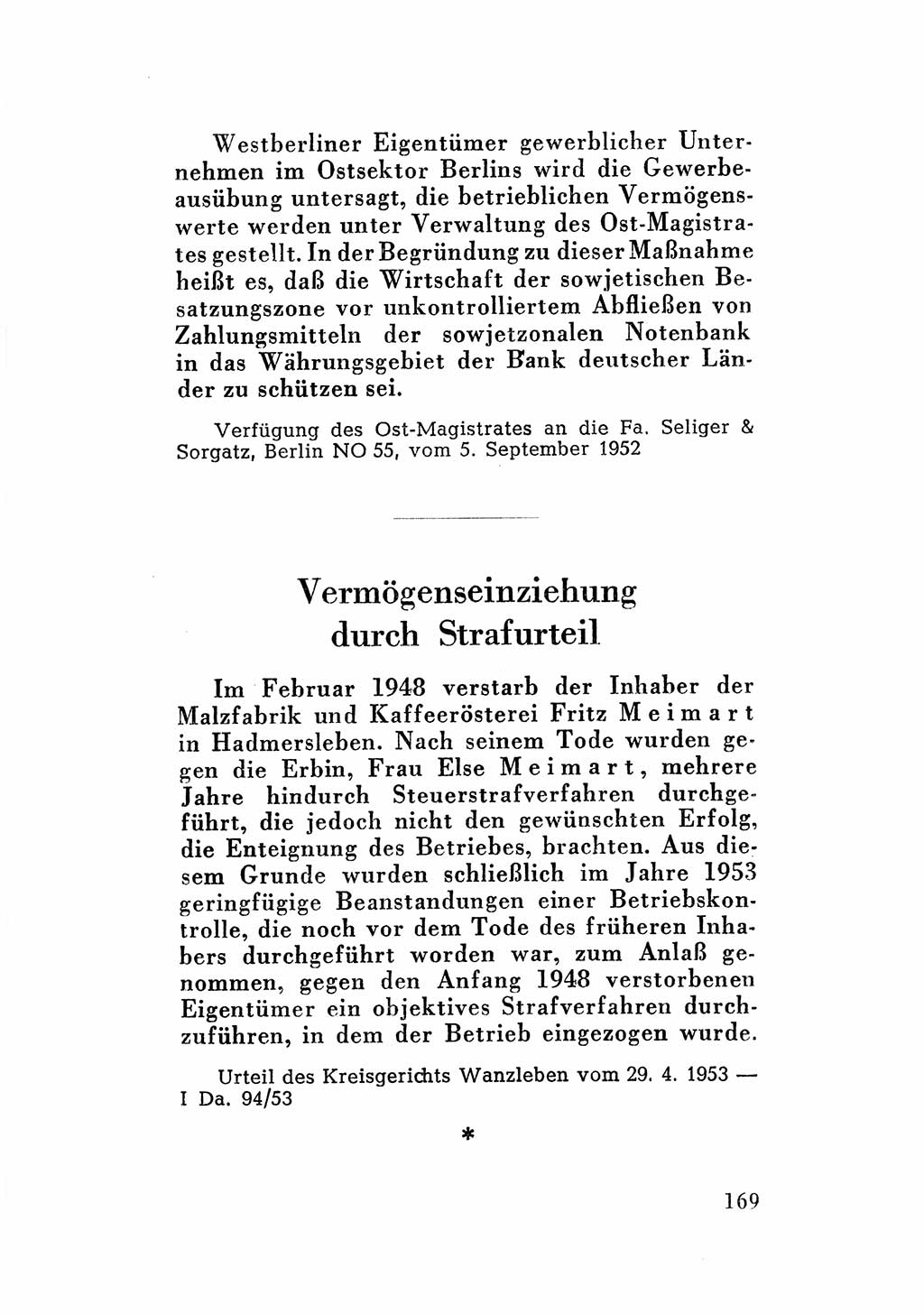 Katalog des Unrechts, Untersuchungsausschuß Freiheitlicher Juristen (UfJ) [Bundesrepublik Deutschland (BRD)] 1956, Seite 169 (Kat. UnR. UfJ BRD 1956, S. 169)