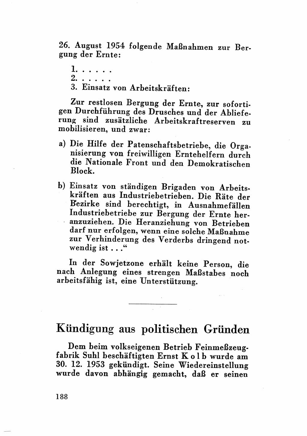 Katalog des Unrechts, Untersuchungsausschuß Freiheitlicher Juristen (UfJ) [Bundesrepublik Deutschland (BRD)] 1956, Seite 188 (Kat. UnR. UfJ BRD 1956, S. 188)