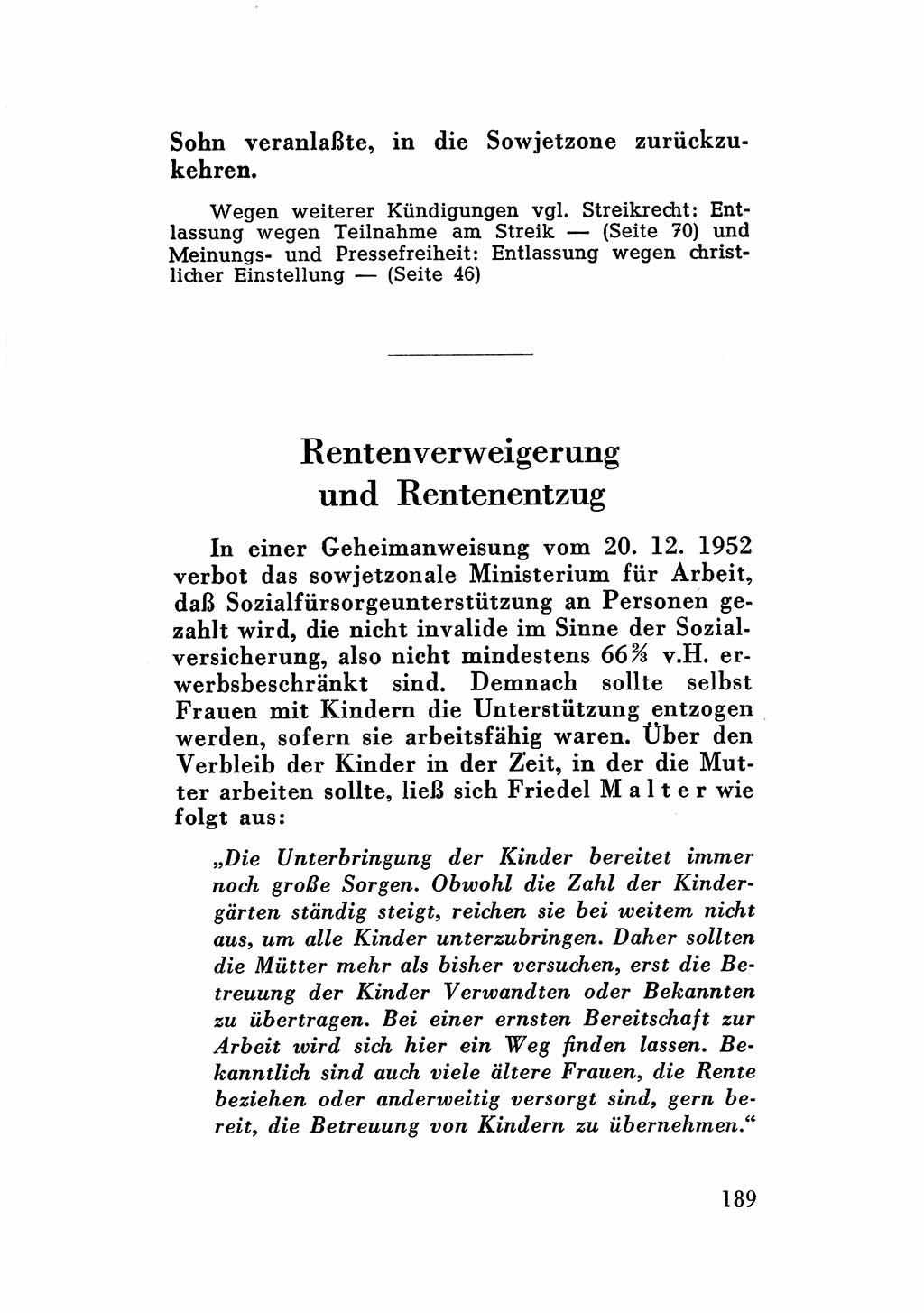 Katalog des Unrechts, Untersuchungsausschuß Freiheitlicher Juristen (UfJ) [Bundesrepublik Deutschland (BRD)] 1956, Seite 189 (Kat. UnR. UfJ BRD 1956, S. 189)