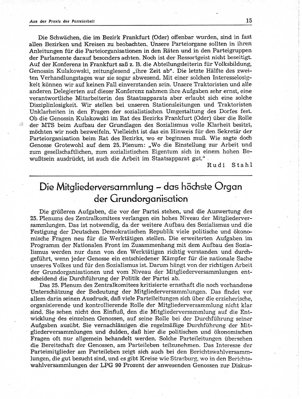 Neuer Weg (NW), Organ des Zentralkomitees (ZK) der SED (Sozialistische Einheitspartei Deutschlands) für Fragen des Parteiaufbaus und des Parteilebens, 11. Jahrgang [Deutsche Demokratische Republik (DDR)] 1956, Seite 15 (NW ZK SED DDR 1956, S. 15)