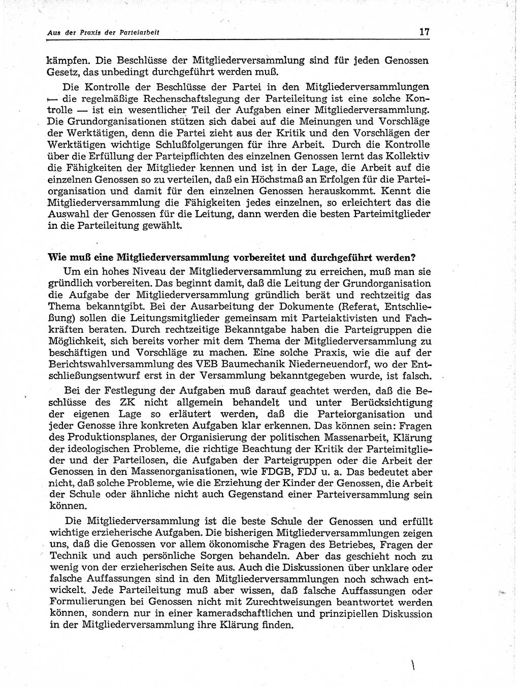 Neuer Weg (NW), Organ des Zentralkomitees (ZK) der SED (Sozialistische Einheitspartei Deutschlands) für Fragen des Parteiaufbaus und des Parteilebens, 11. Jahrgang [Deutsche Demokratische Republik (DDR)] 1956, Seite 17 (NW ZK SED DDR 1956, S. 17)