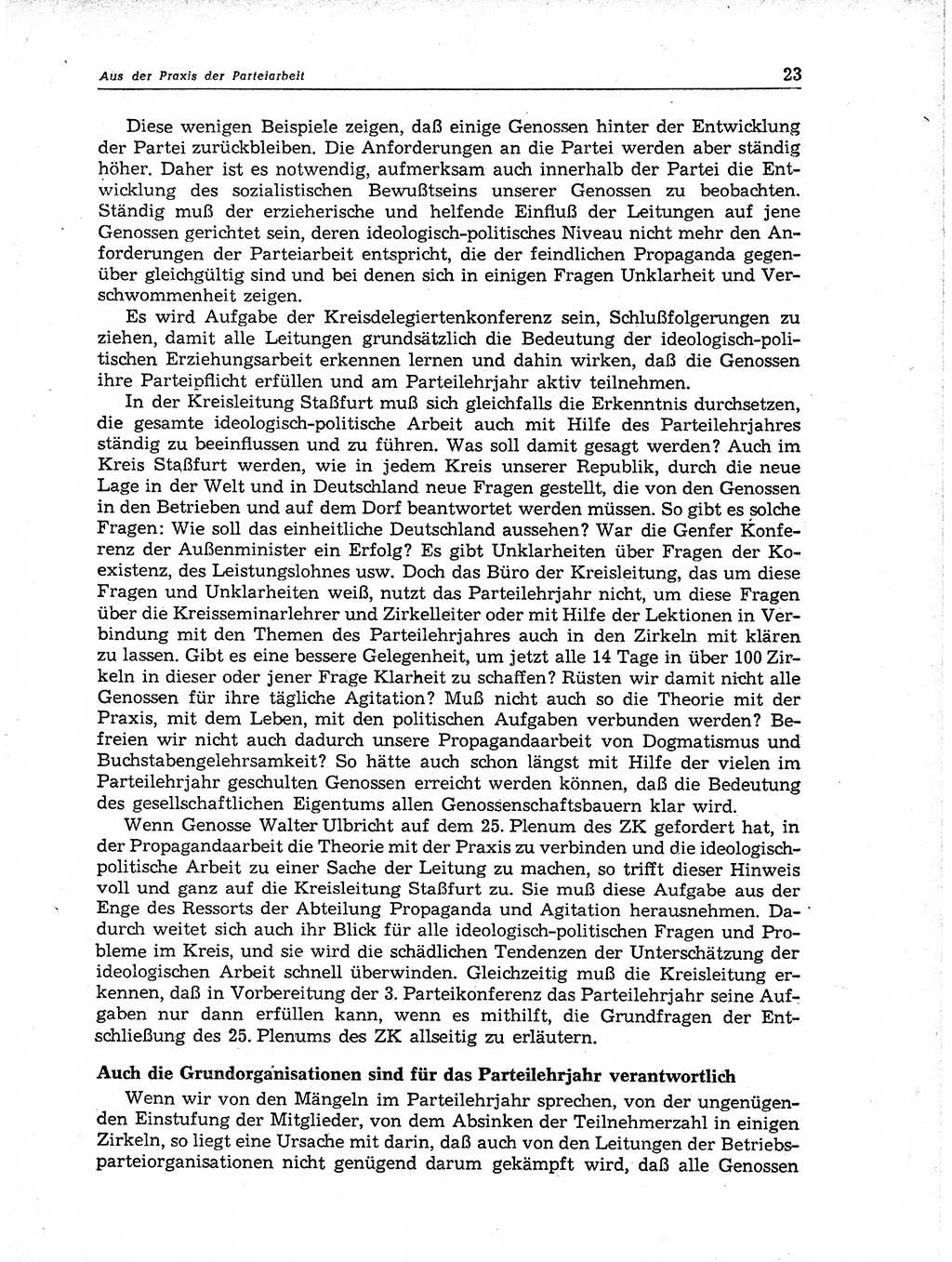 Neuer Weg (NW), Organ des Zentralkomitees (ZK) der SED (Sozialistische Einheitspartei Deutschlands) für Fragen des Parteiaufbaus und des Parteilebens, 11. Jahrgang [Deutsche Demokratische Republik (DDR)] 1956, Seite 23 (NW ZK SED DDR 1956, S. 23)