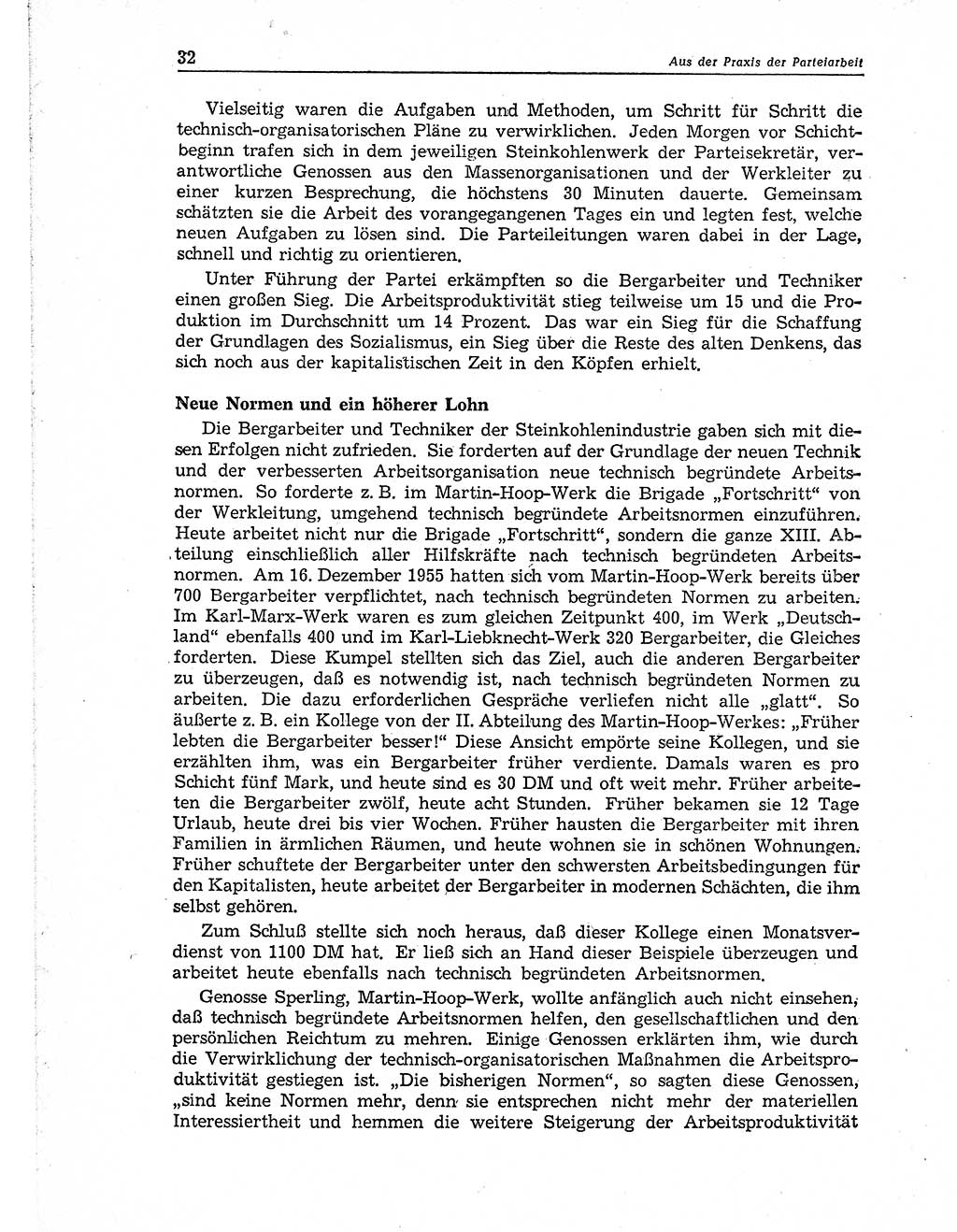 Neuer Weg (NW), Organ des Zentralkomitees (ZK) der SED (Sozialistische Einheitspartei Deutschlands) für Fragen des Parteiaufbaus und des Parteilebens, 11. Jahrgang [Deutsche Demokratische Republik (DDR)] 1956, Seite 32 (NW ZK SED DDR 1956, S. 32)