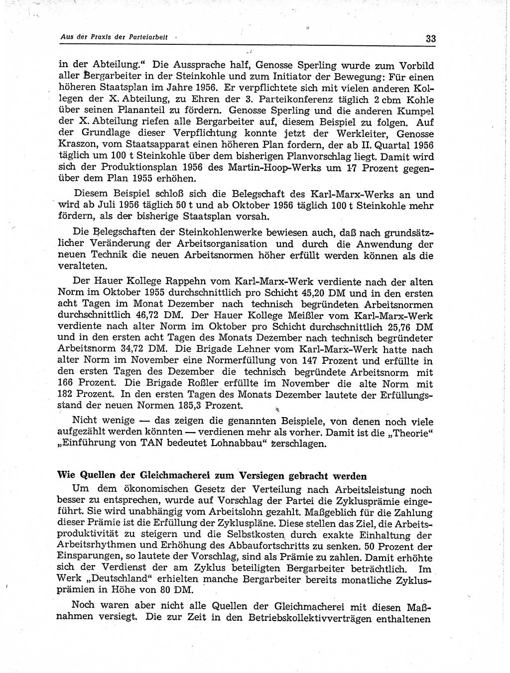Neuer Weg (NW), Organ des Zentralkomitees (ZK) der SED (Sozialistische Einheitspartei Deutschlands) für Fragen des Parteiaufbaus und des Parteilebens, 11. Jahrgang [Deutsche Demokratische Republik (DDR)] 1956, Seite 33 (NW ZK SED DDR 1956, S. 33)
