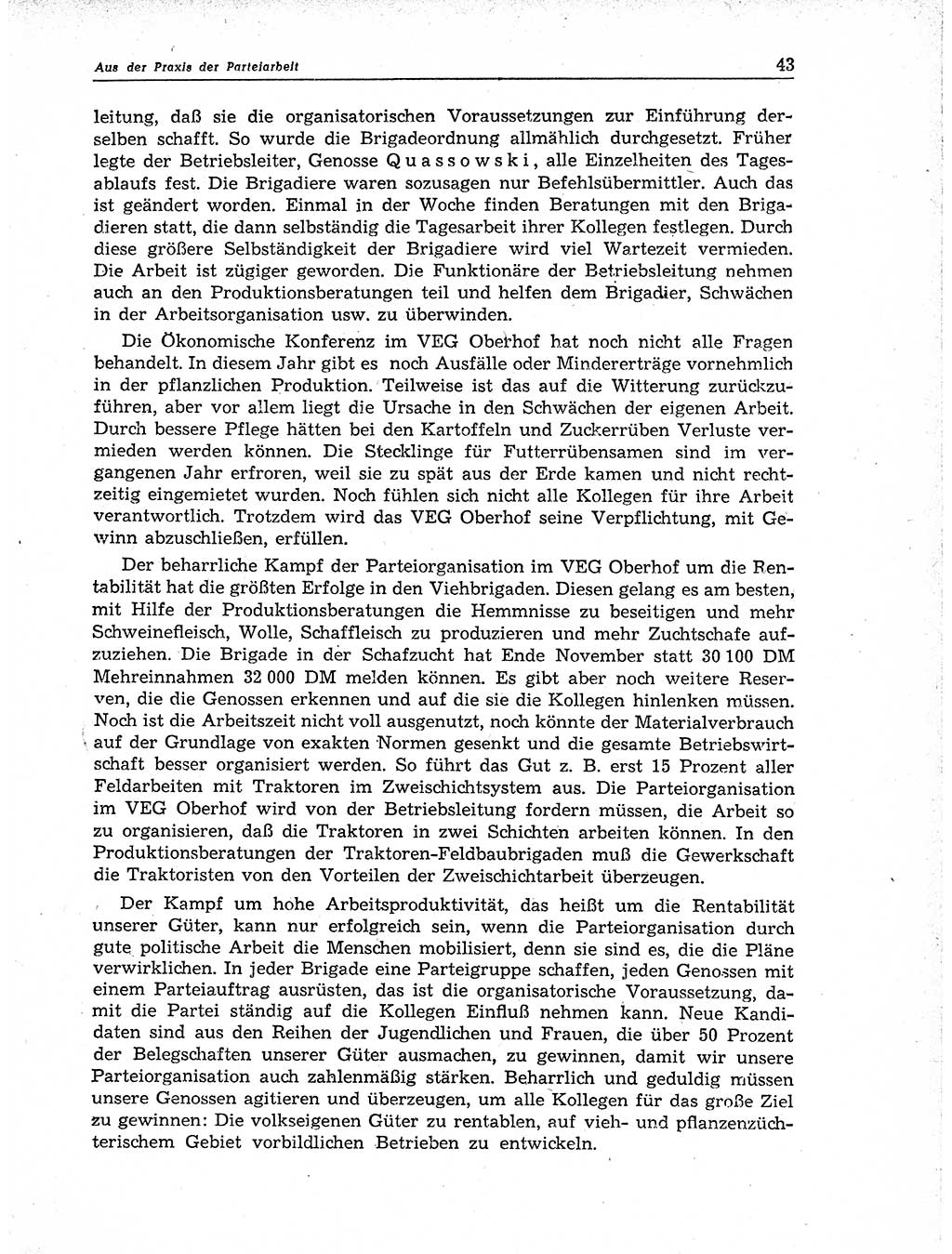 Neuer Weg (NW), Organ des Zentralkomitees (ZK) der SED (Sozialistische Einheitspartei Deutschlands) für Fragen des Parteiaufbaus und des Parteilebens, 11. Jahrgang [Deutsche Demokratische Republik (DDR)] 1956, Seite 43 (NW ZK SED DDR 1956, S. 43)