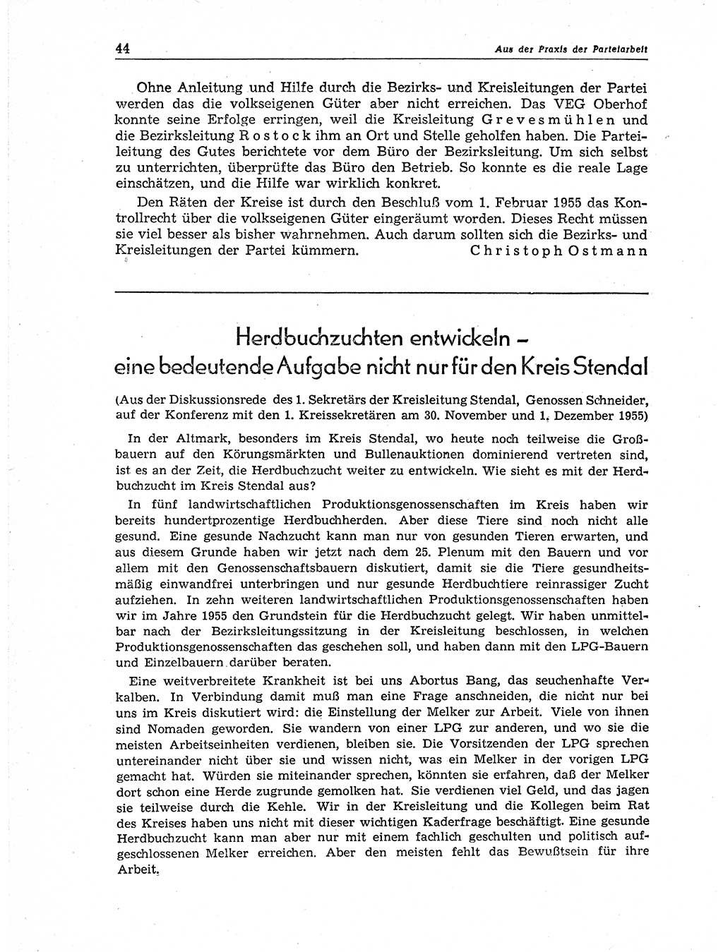 Neuer Weg (NW), Organ des Zentralkomitees (ZK) der SED (Sozialistische Einheitspartei Deutschlands) für Fragen des Parteiaufbaus und des Parteilebens, 11. Jahrgang [Deutsche Demokratische Republik (DDR)] 1956, Seite 44 (NW ZK SED DDR 1956, S. 44)