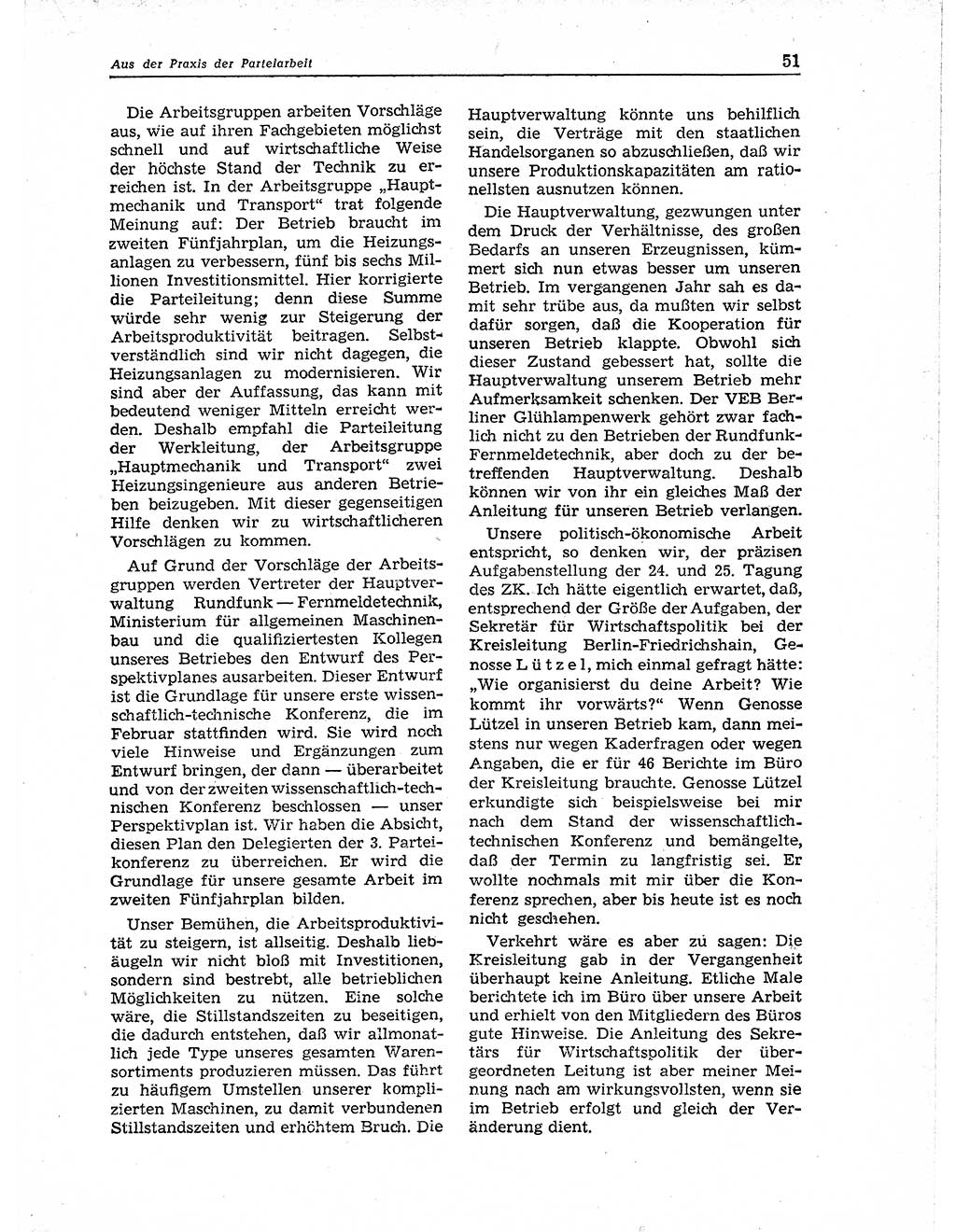 Neuer Weg (NW), Organ des Zentralkomitees (ZK) der SED (Sozialistische Einheitspartei Deutschlands) für Fragen des Parteiaufbaus und des Parteilebens, 11. Jahrgang [Deutsche Demokratische Republik (DDR)] 1956, Seite 51 (NW ZK SED DDR 1956, S. 51)