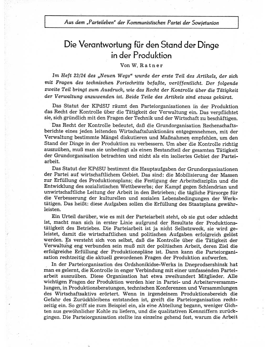 Neuer Weg (NW), Organ des Zentralkomitees (ZK) der SED (Sozialistische Einheitspartei Deutschlands) für Fragen des Parteiaufbaus und des Parteilebens, 11. Jahrgang [Deutsche Demokratische Republik (DDR)] 1956, Seite 52 (NW ZK SED DDR 1956, S. 52)