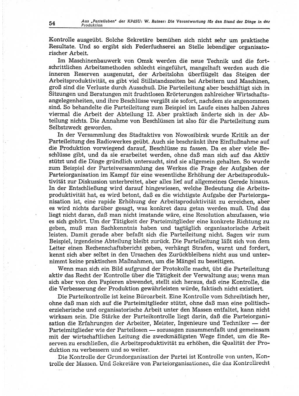 Neuer Weg (NW), Organ des Zentralkomitees (ZK) der SED (Sozialistische Einheitspartei Deutschlands) für Fragen des Parteiaufbaus und des Parteilebens, 11. Jahrgang [Deutsche Demokratische Republik (DDR)] 1956, Seite 54 (NW ZK SED DDR 1956, S. 54)