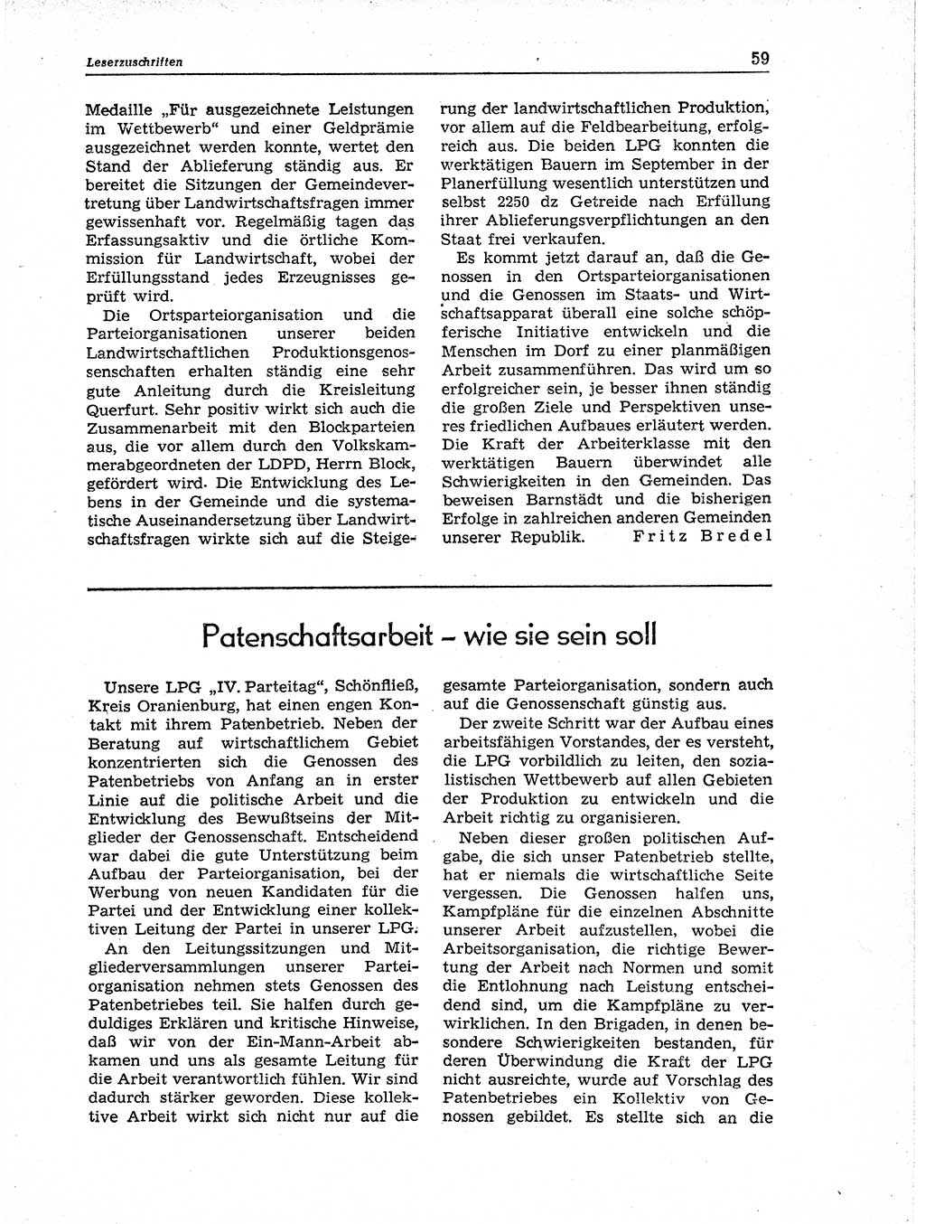 Neuer Weg (NW), Organ des Zentralkomitees (ZK) der SED (Sozialistische Einheitspartei Deutschlands) für Fragen des Parteiaufbaus und des Parteilebens, 11. Jahrgang [Deutsche Demokratische Republik (DDR)] 1956, Seite 59 (NW ZK SED DDR 1956, S. 59)