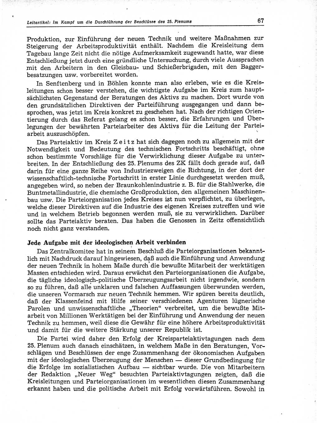 Neuer Weg (NW), Organ des Zentralkomitees (ZK) der SED (Sozialistische Einheitspartei Deutschlands) für Fragen des Parteiaufbaus und des Parteilebens, 11. Jahrgang [Deutsche Demokratische Republik (DDR)] 1956, Seite 67 (NW ZK SED DDR 1956, S. 67)