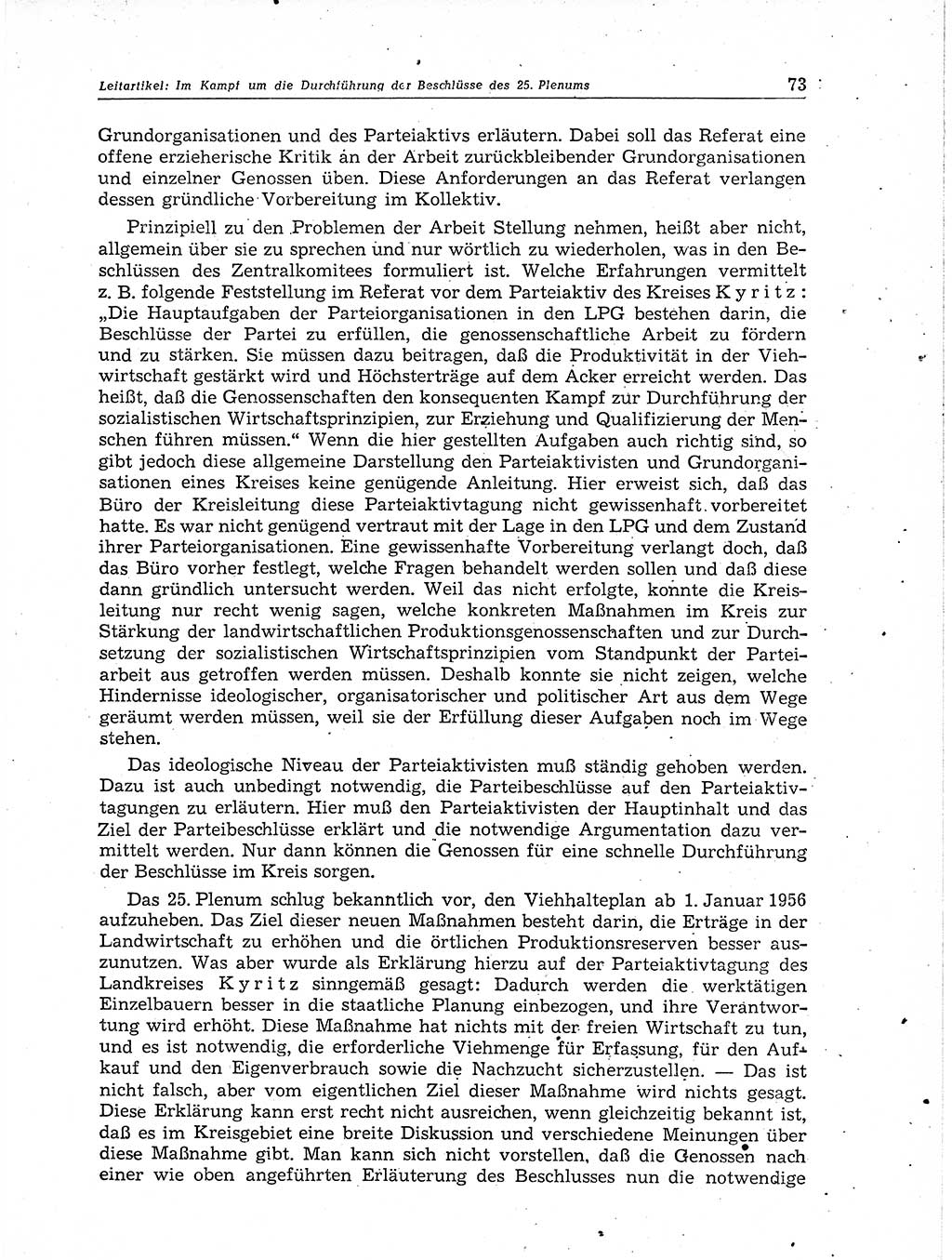Neuer Weg (NW), Organ des Zentralkomitees (ZK) der SED (Sozialistische Einheitspartei Deutschlands) für Fragen des Parteiaufbaus und des Parteilebens, 11. Jahrgang [Deutsche Demokratische Republik (DDR)] 1956, Seite 73 (NW ZK SED DDR 1956, S. 73)