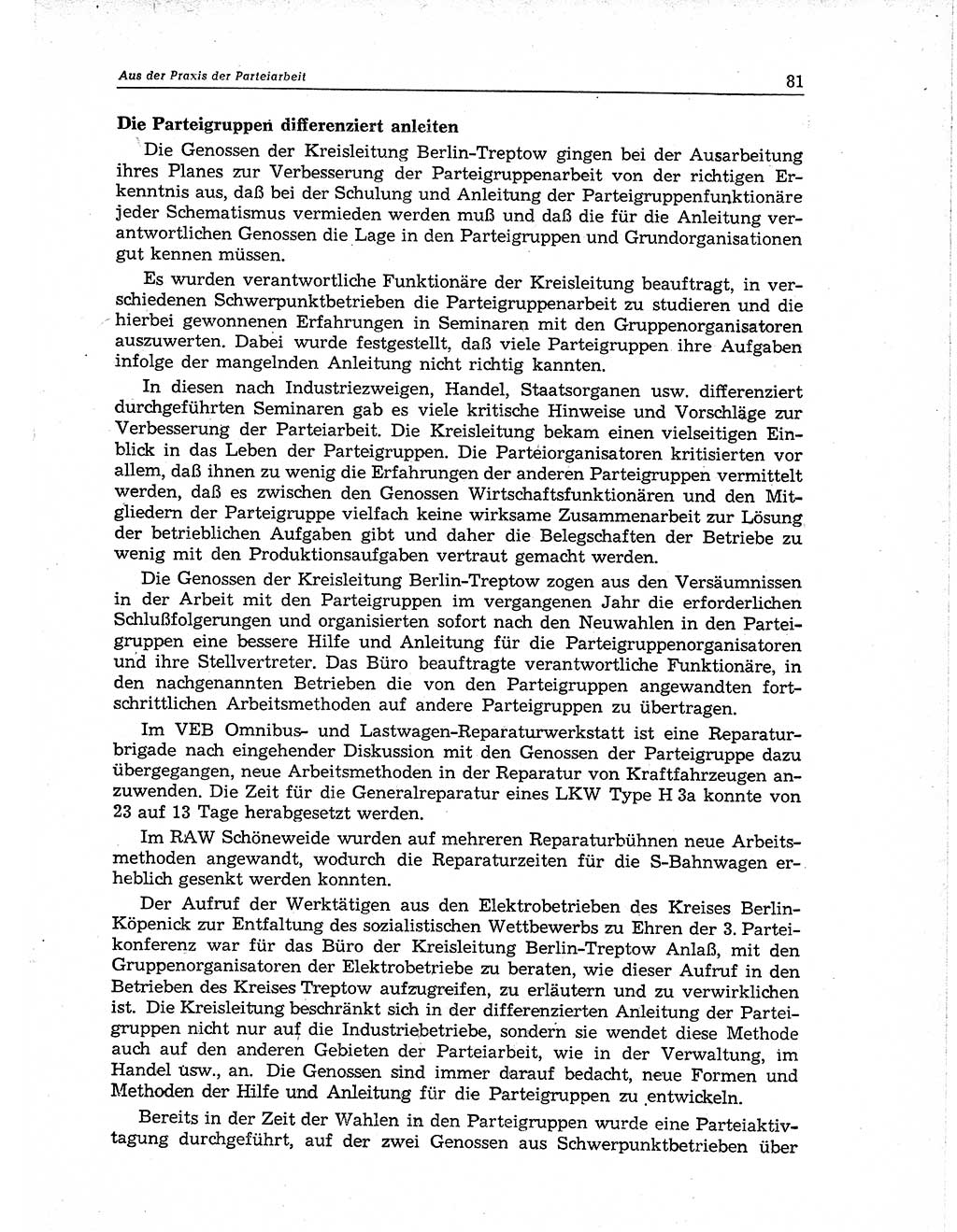 Neuer Weg (NW), Organ des Zentralkomitees (ZK) der SED (Sozialistische Einheitspartei Deutschlands) für Fragen des Parteiaufbaus und des Parteilebens, 11. Jahrgang [Deutsche Demokratische Republik (DDR)] 1956, Seite 81 (NW ZK SED DDR 1956, S. 81)
