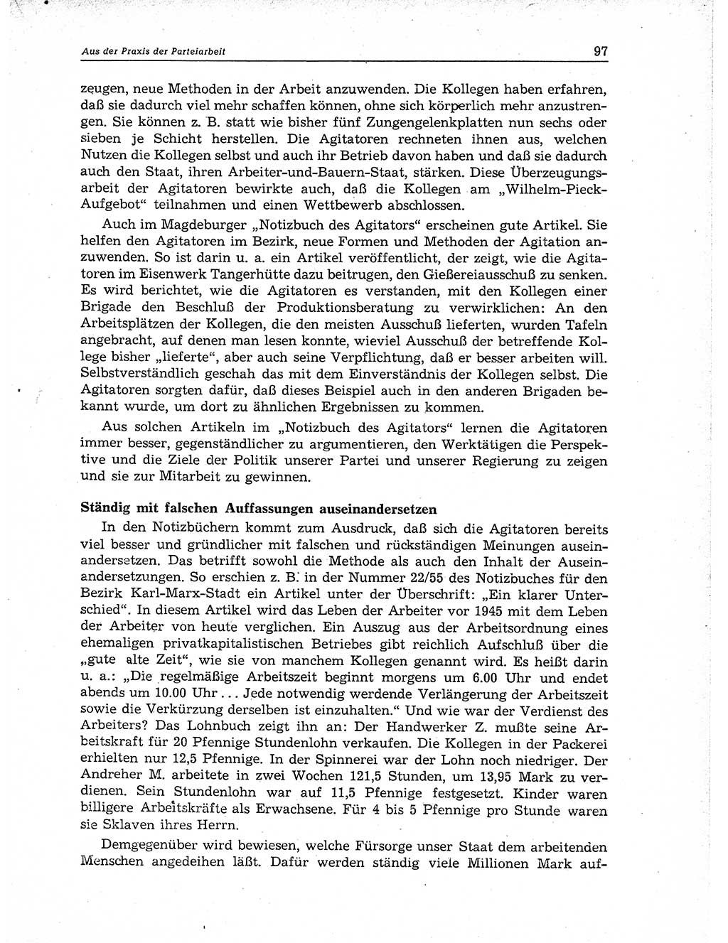 Neuer Weg (NW), Organ des Zentralkomitees (ZK) der SED (Sozialistische Einheitspartei Deutschlands) für Fragen des Parteiaufbaus und des Parteilebens, 11. Jahrgang [Deutsche Demokratische Republik (DDR)] 1956, Seite 97 (NW ZK SED DDR 1956, S. 97)