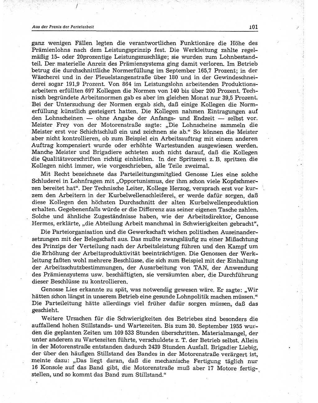 Neuer Weg (NW), Organ des Zentralkomitees (ZK) der SED (Sozialistische Einheitspartei Deutschlands) für Fragen des Parteiaufbaus und des Parteilebens, 11. Jahrgang [Deutsche Demokratische Republik (DDR)] 1956, Seite 101 (NW ZK SED DDR 1956, S. 101)