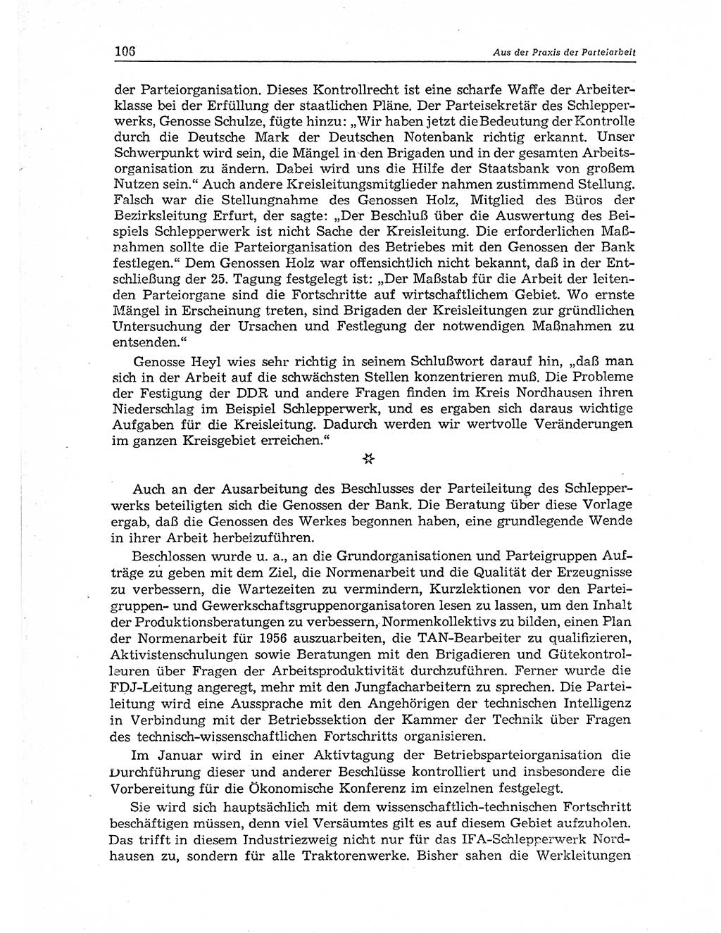 Neuer Weg (NW), Organ des Zentralkomitees (ZK) der SED (Sozialistische Einheitspartei Deutschlands) für Fragen des Parteiaufbaus und des Parteilebens, 11. Jahrgang [Deutsche Demokratische Republik (DDR)] 1956, Seite 106 (NW ZK SED DDR 1956, S. 106)