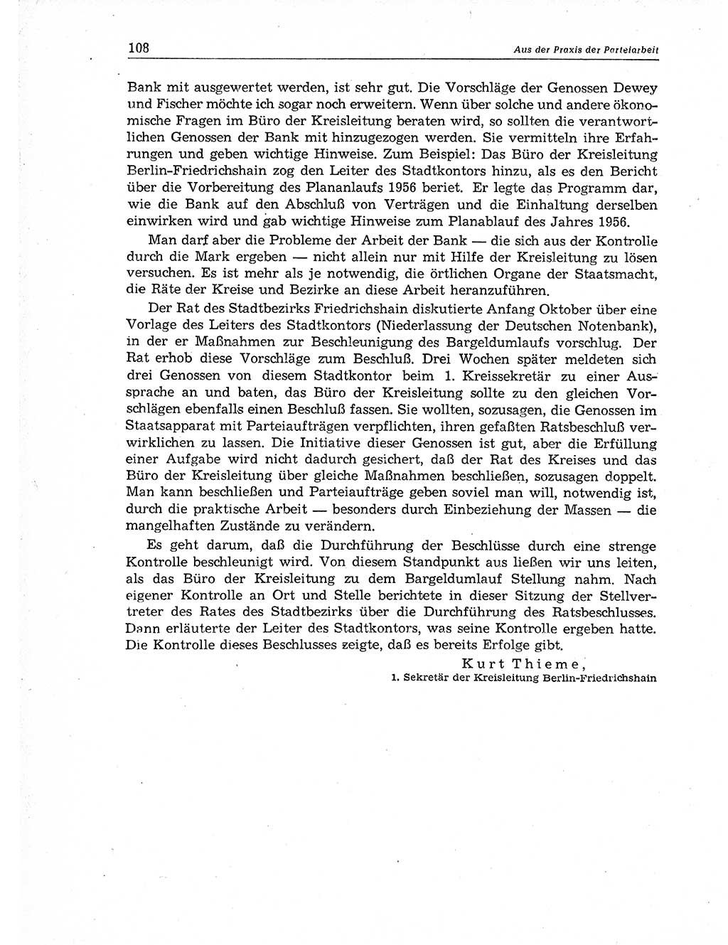Neuer Weg (NW), Organ des Zentralkomitees (ZK) der SED (Sozialistische Einheitspartei Deutschlands) für Fragen des Parteiaufbaus und des Parteilebens, 11. Jahrgang [Deutsche Demokratische Republik (DDR)] 1956, Seite 108 (NW ZK SED DDR 1956, S. 108)