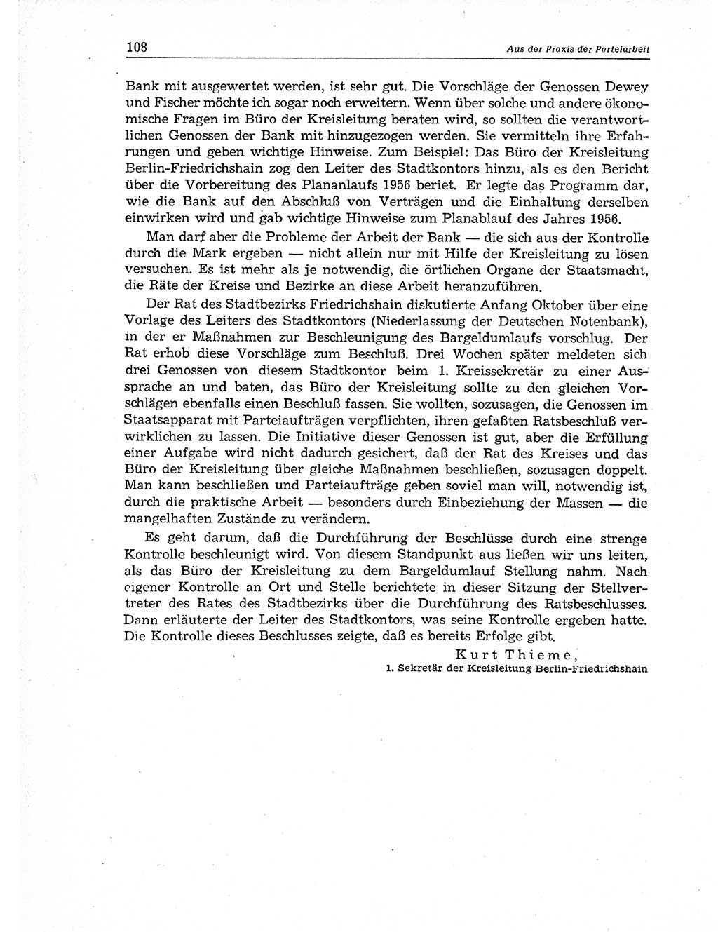 Neuer Weg (NW), Organ des Zentralkomitees (ZK) der SED (Sozialistische Einheitspartei Deutschlands) für Fragen des Parteiaufbaus und des Parteilebens, 11. Jahrgang [Deutsche Demokratische Republik (DDR)] 1956, Seite 108 (NW ZK SED DDR 1956, S. 108)