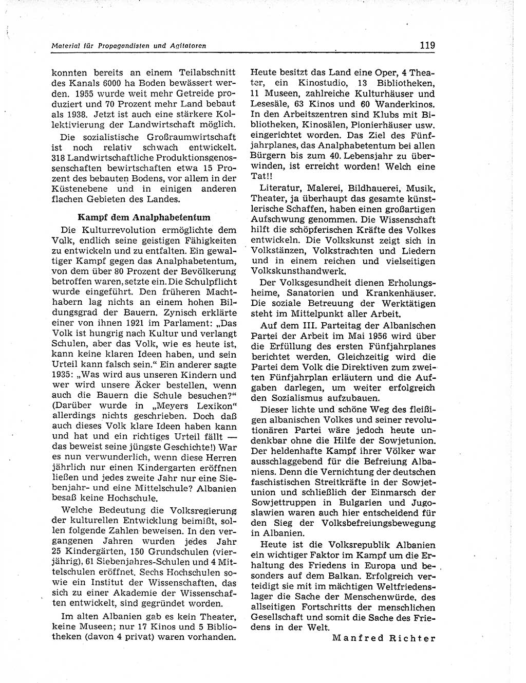 Neuer Weg (NW), Organ des Zentralkomitees (ZK) der SED (Sozialistische Einheitspartei Deutschlands) für Fragen des Parteiaufbaus und des Parteilebens, 11. Jahrgang [Deutsche Demokratische Republik (DDR)] 1956, Seite 119 (NW ZK SED DDR 1956, S. 119)