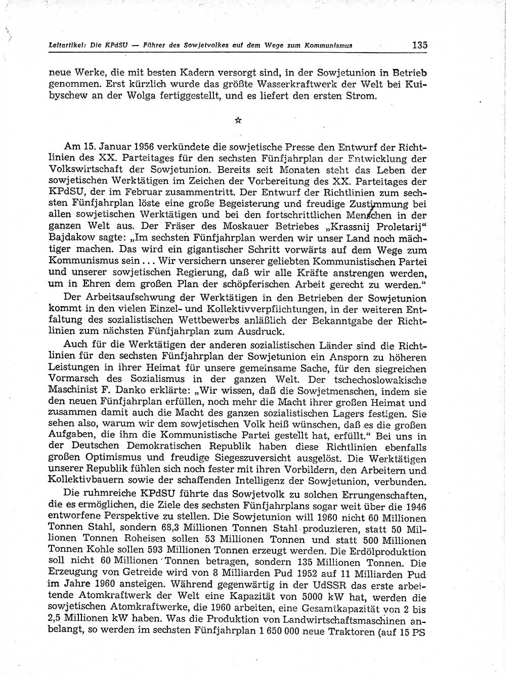 Neuer Weg (NW), Organ des Zentralkomitees (ZK) der SED (Sozialistische Einheitspartei Deutschlands) für Fragen des Parteiaufbaus und des Parteilebens, 11. Jahrgang [Deutsche Demokratische Republik (DDR)] 1956, Seite 135 (NW ZK SED DDR 1956, S. 135)