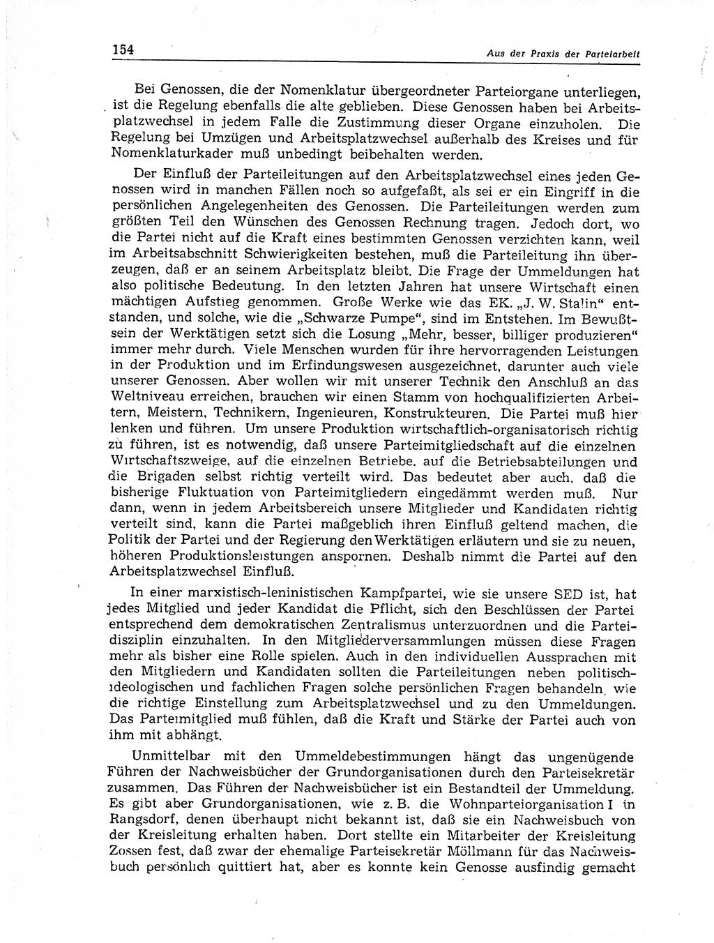 Neuer Weg (NW), Organ des Zentralkomitees (ZK) der SED (Sozialistische Einheitspartei Deutschlands) für Fragen des Parteiaufbaus und des Parteilebens, 11. Jahrgang [Deutsche Demokratische Republik (DDR)] 1956, Seite 154 (NW ZK SED DDR 1956, S. 154)