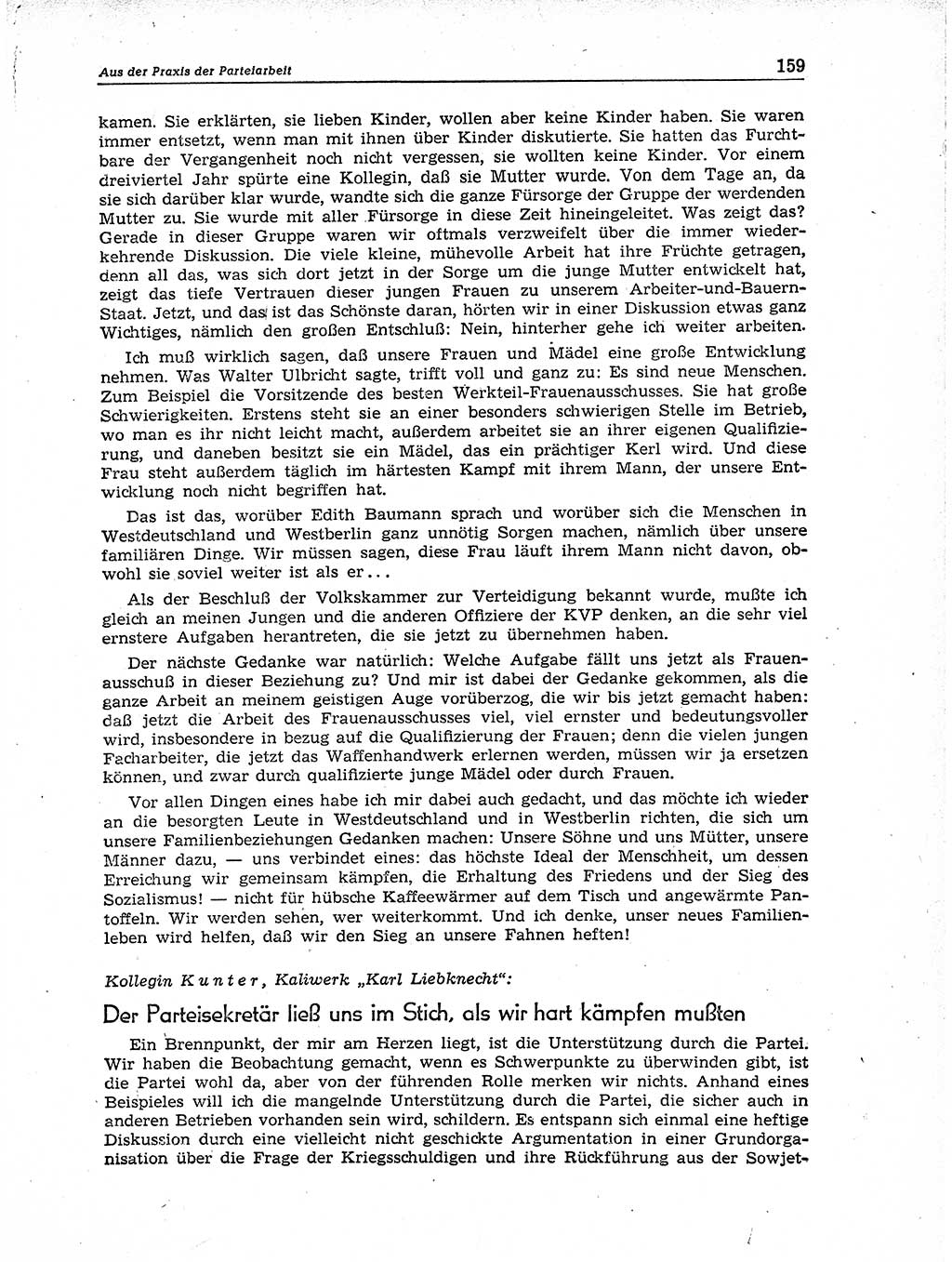 Neuer Weg (NW), Organ des Zentralkomitees (ZK) der SED (Sozialistische Einheitspartei Deutschlands) für Fragen des Parteiaufbaus und des Parteilebens, 11. Jahrgang [Deutsche Demokratische Republik (DDR)] 1956, Seite 159 (NW ZK SED DDR 1956, S. 159)