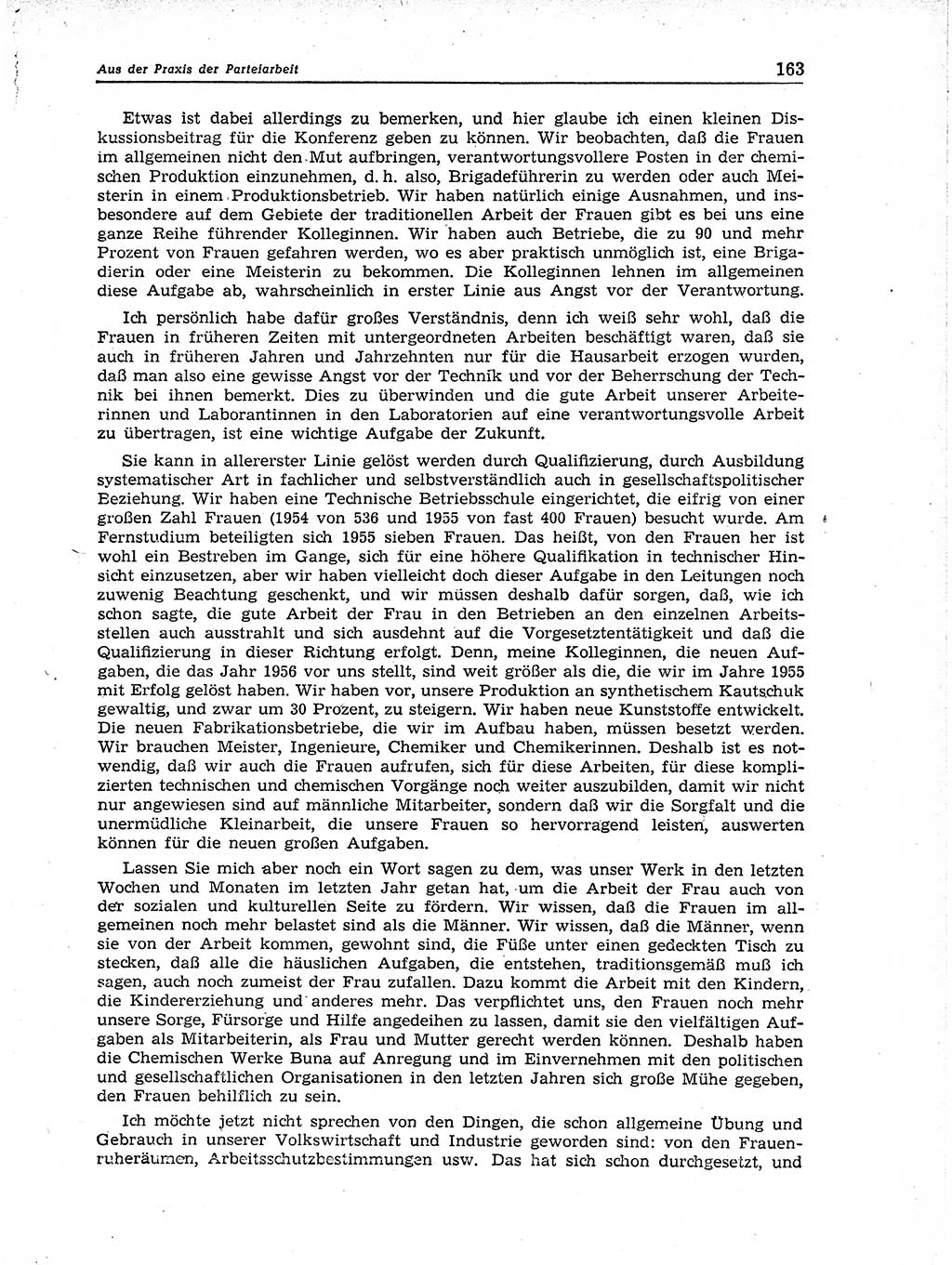 Neuer Weg (NW), Organ des Zentralkomitees (ZK) der SED (Sozialistische Einheitspartei Deutschlands) für Fragen des Parteiaufbaus und des Parteilebens, 11. Jahrgang [Deutsche Demokratische Republik (DDR)] 1956, Seite 163 (NW ZK SED DDR 1956, S. 163)