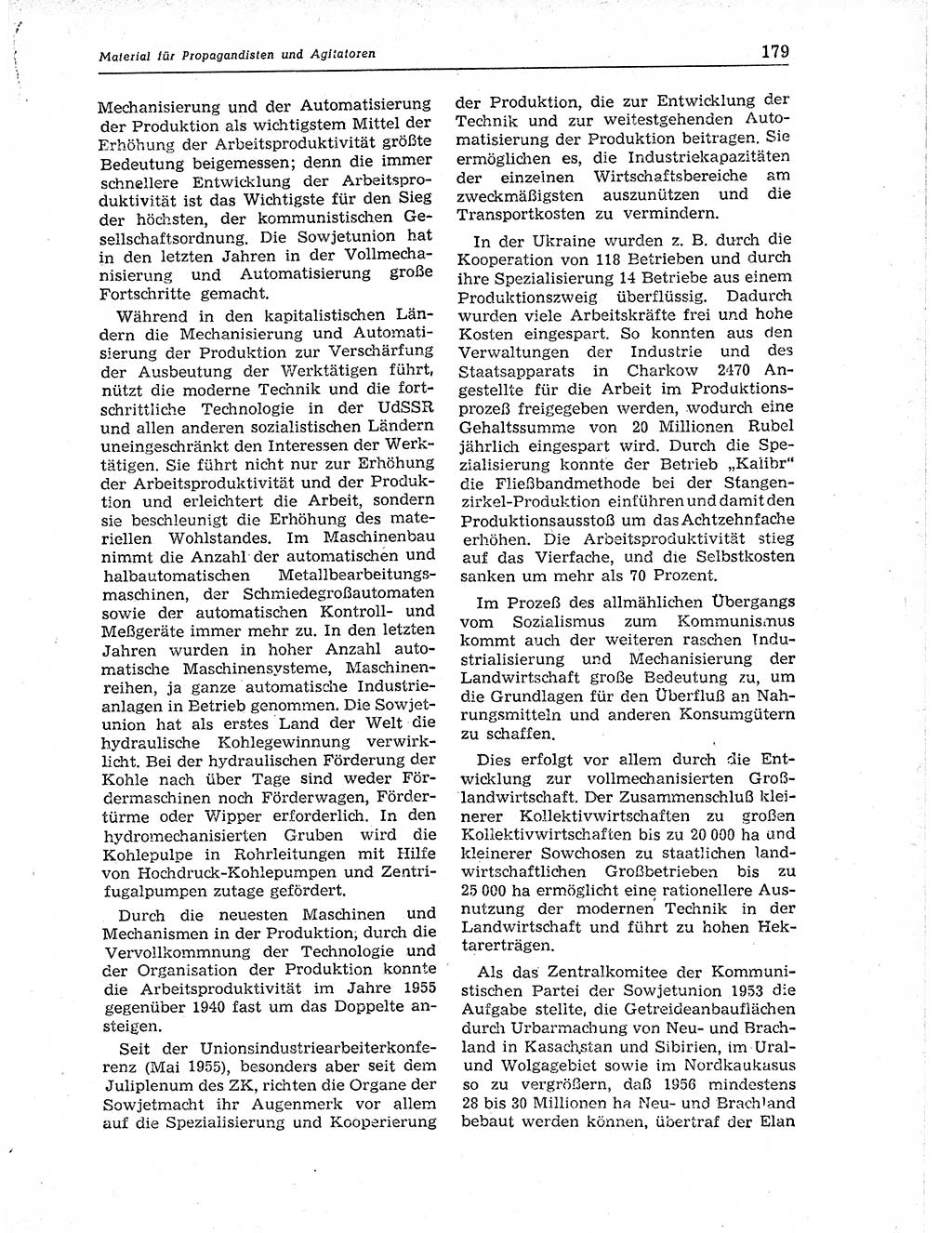 Neuer Weg (NW), Organ des Zentralkomitees (ZK) der SED (Sozialistische Einheitspartei Deutschlands) für Fragen des Parteiaufbaus und des Parteilebens, 11. Jahrgang [Deutsche Demokratische Republik (DDR)] 1956, Seite 179 (NW ZK SED DDR 1956, S. 179)
