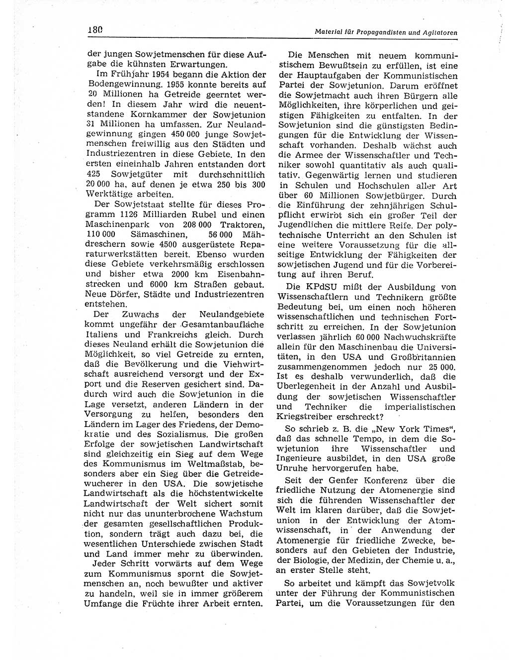 Neuer Weg (NW), Organ des Zentralkomitees (ZK) der SED (Sozialistische Einheitspartei Deutschlands) für Fragen des Parteiaufbaus und des Parteilebens, 11. Jahrgang [Deutsche Demokratische Republik (DDR)] 1956, Seite 180 (NW ZK SED DDR 1956, S. 180)