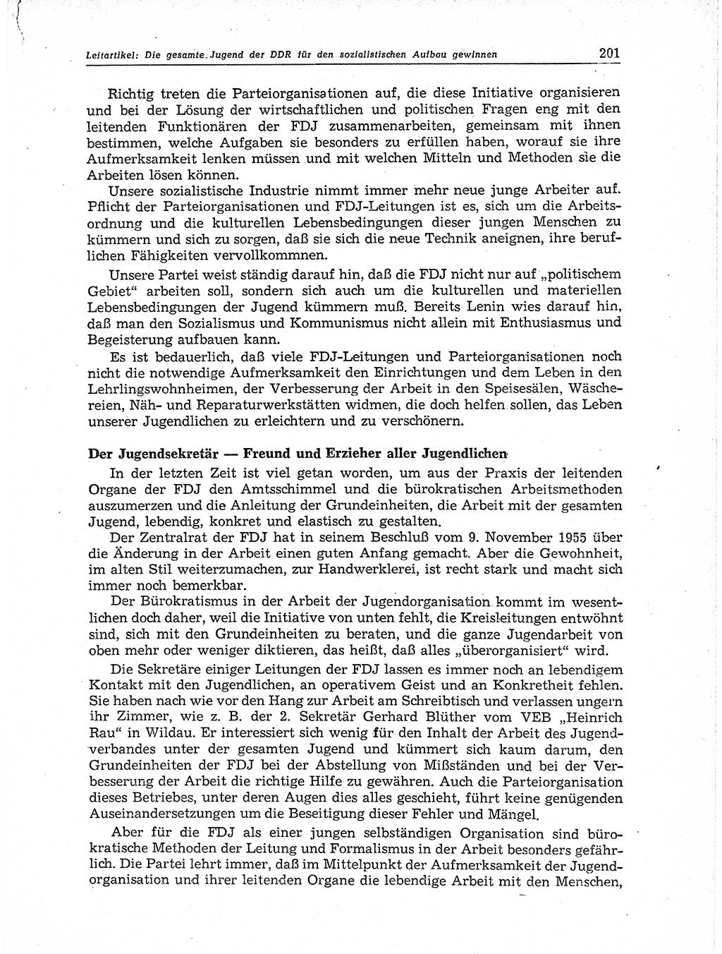Neuer Weg (NW), Organ des Zentralkomitees (ZK) der SED (Sozialistische Einheitspartei Deutschlands) für Fragen des Parteiaufbaus und des Parteilebens, 11. Jahrgang [Deutsche Demokratische Republik (DDR)] 1956, Seite 201 (NW ZK SED DDR 1956, S. 201)