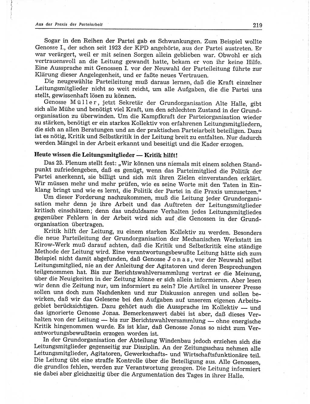 Neuer Weg (NW), Organ des Zentralkomitees (ZK) der SED (Sozialistische Einheitspartei Deutschlands) für Fragen des Parteiaufbaus und des Parteilebens, 11. Jahrgang [Deutsche Demokratische Republik (DDR)] 1956, Seite 219 (NW ZK SED DDR 1956, S. 219)