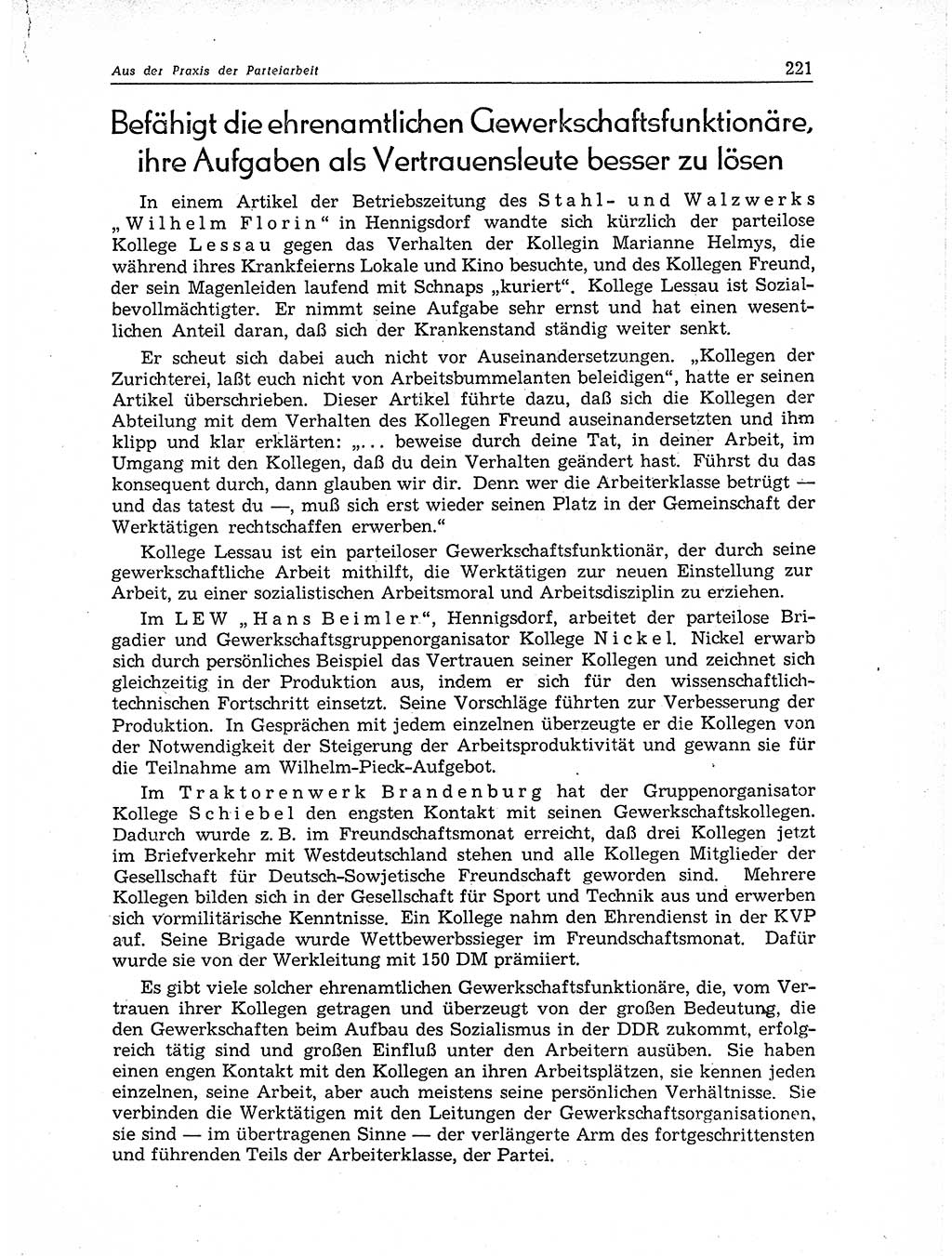 Neuer Weg (NW), Organ des Zentralkomitees (ZK) der SED (Sozialistische Einheitspartei Deutschlands) für Fragen des Parteiaufbaus und des Parteilebens, 11. Jahrgang [Deutsche Demokratische Republik (DDR)] 1956, Seite 221 (NW ZK SED DDR 1956, S. 221)